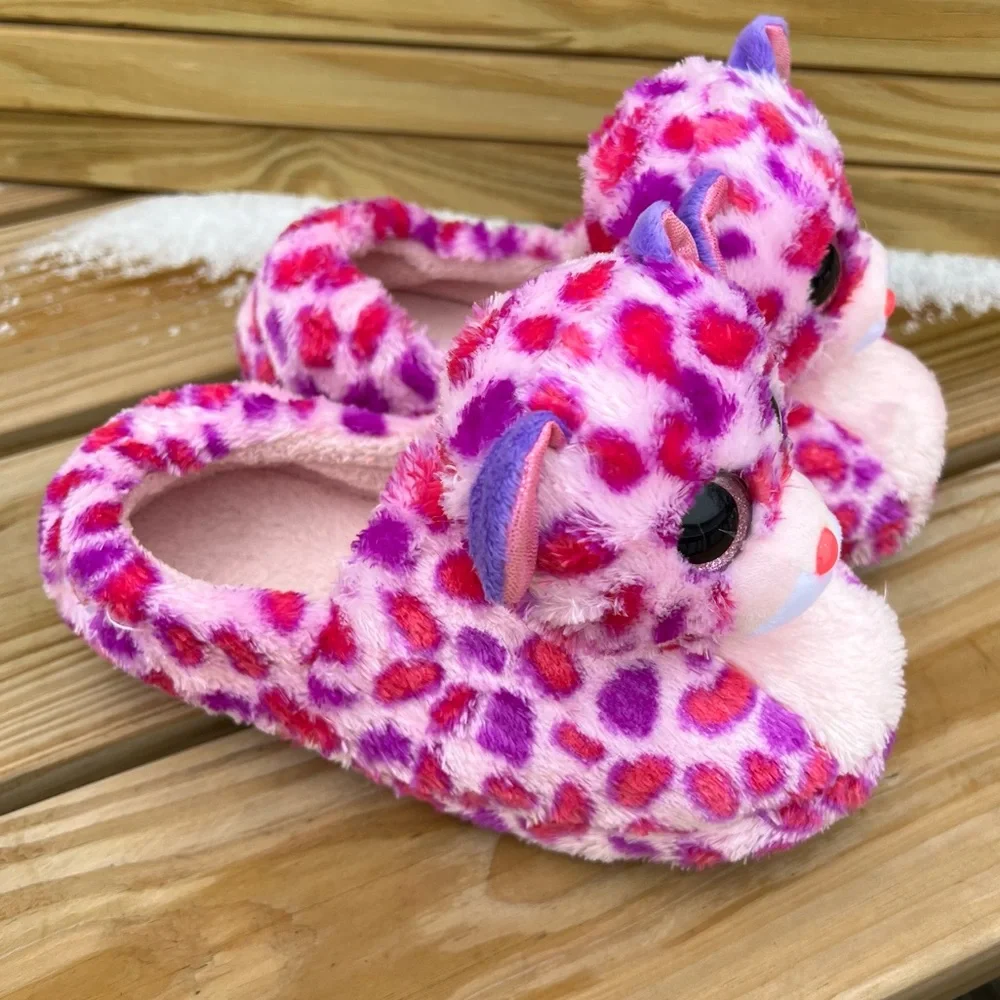 - Ty Pink Spotted Animal Slippers SZ XL! EUC!